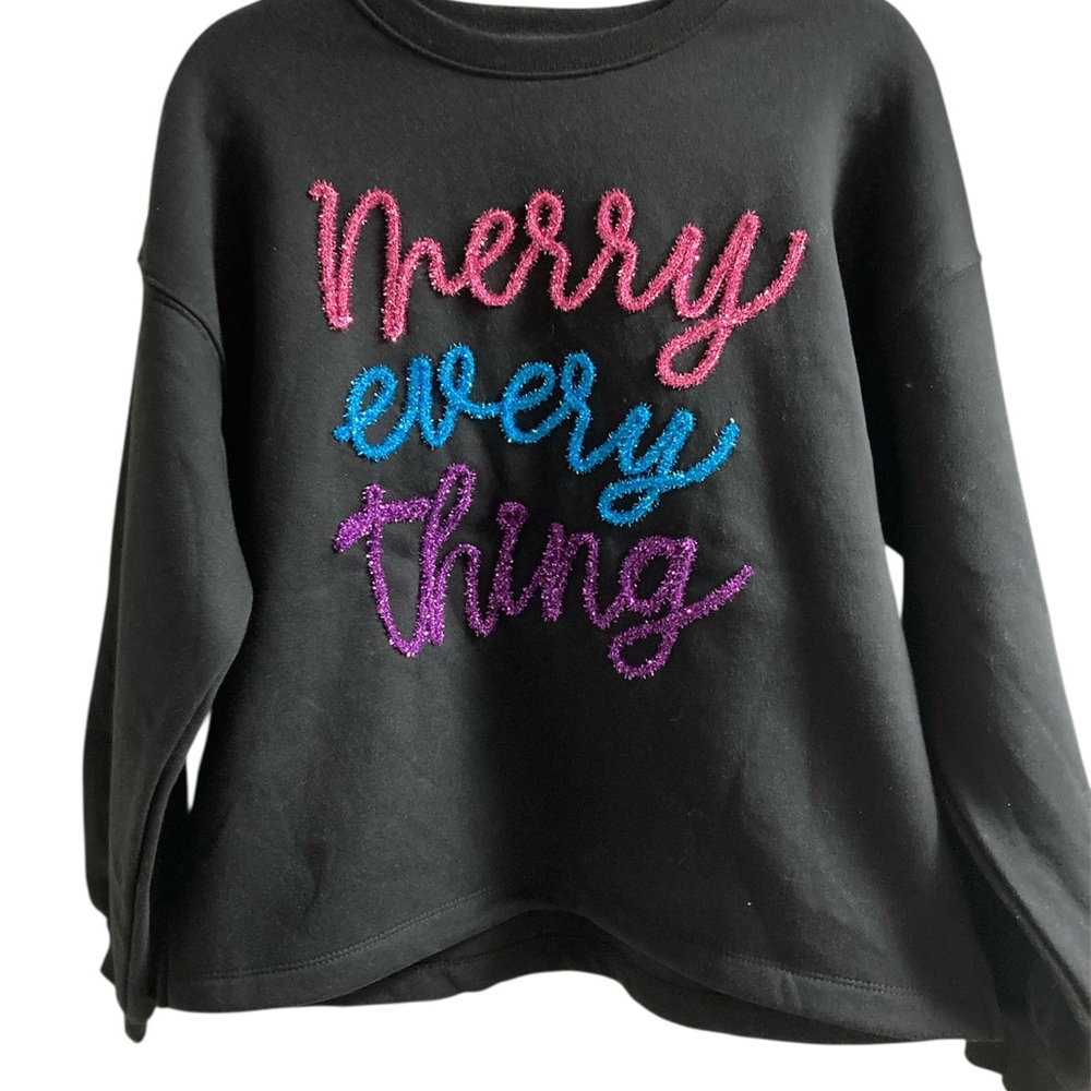 State of Mind Black Sweater with Pink, Blue, and Purple Text